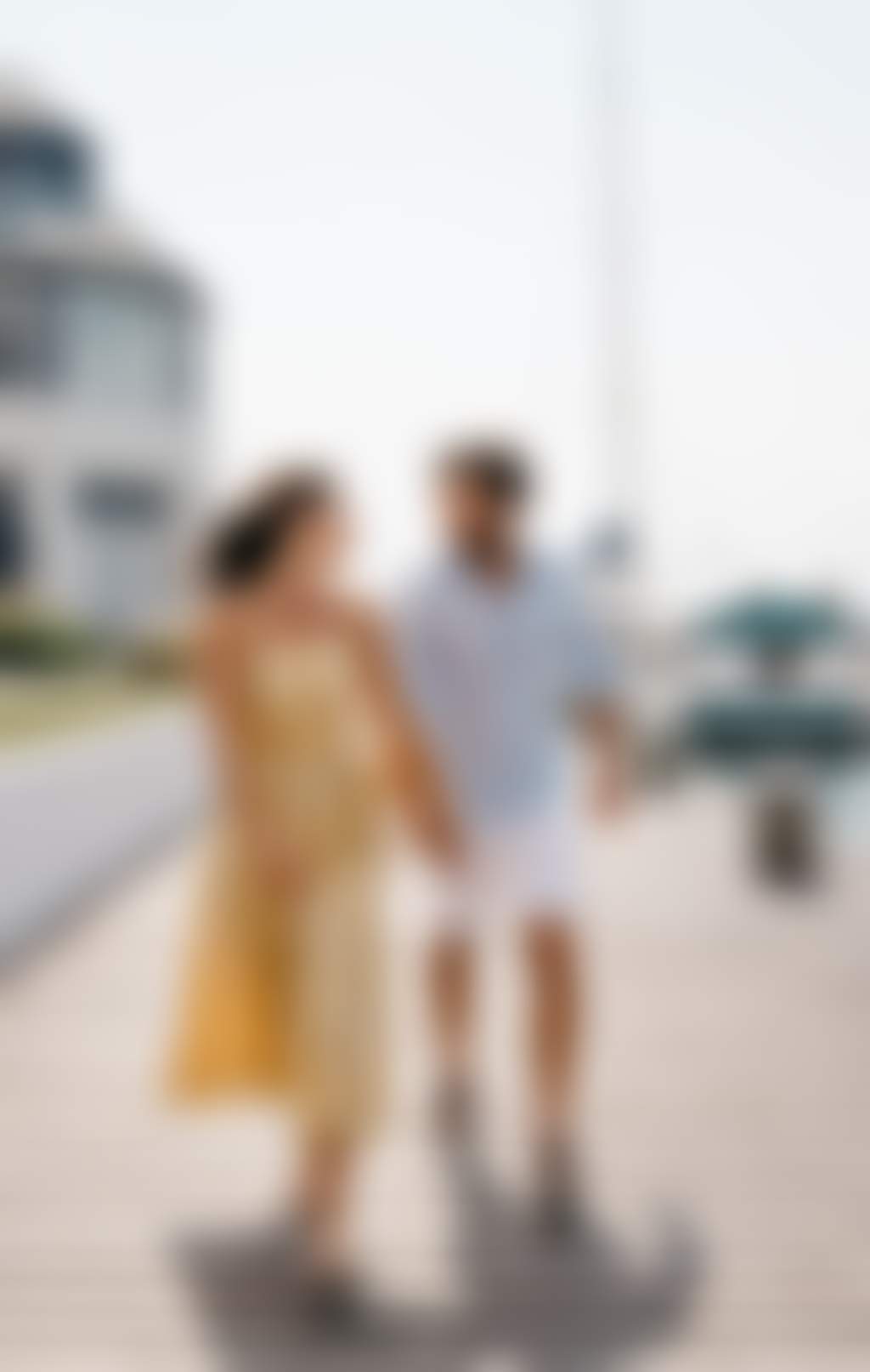Couple walking at the marina